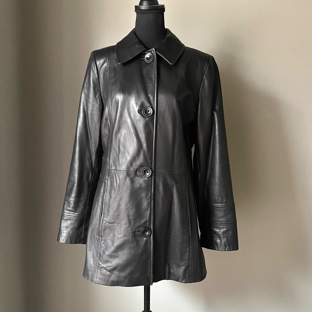 Calvin Klein Black Leather Women's Jacket Size M